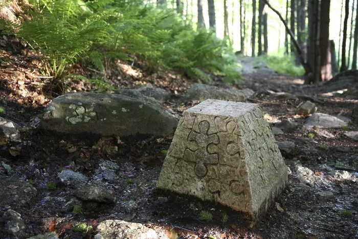 Framed Print : Granite work of art on the Jugendsteig in Finsterau