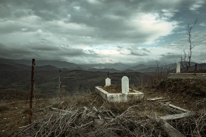Framed Print : Grave in a Muslim cemetery, Gjinar