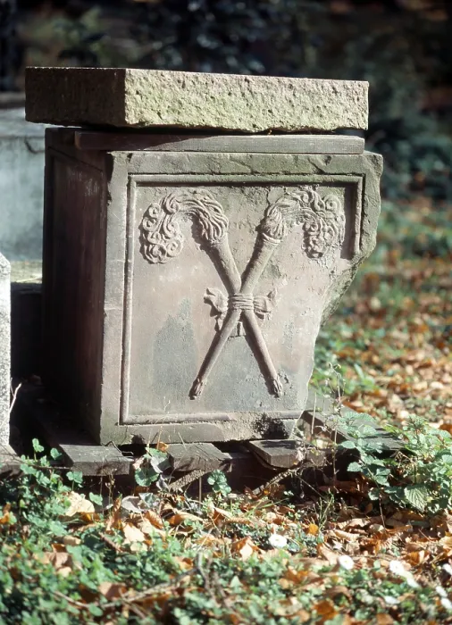 Framed Print : Gravestone fragment with torches