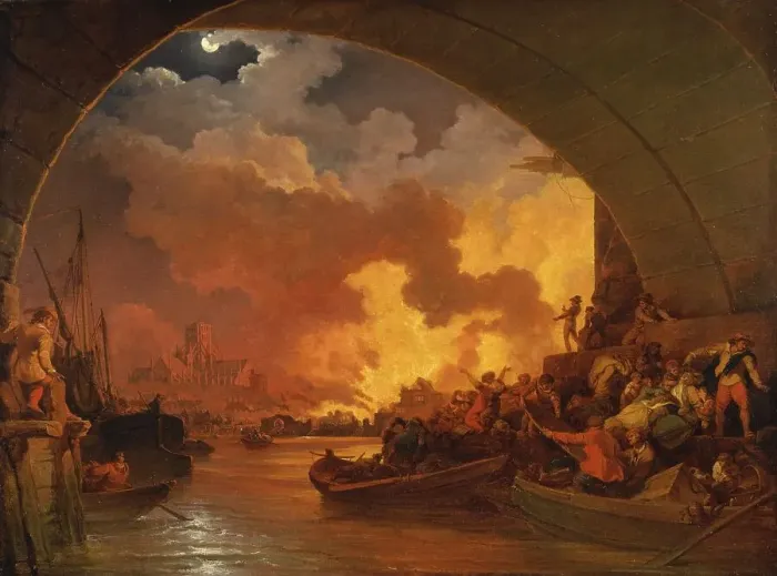 Framed Print : The Great Fire of London, was a conflagration that destroyed four-fifths of the City of London Framed Print : The Great Fire of London, was a conflagration that destroyed four-fifths of the City of London
