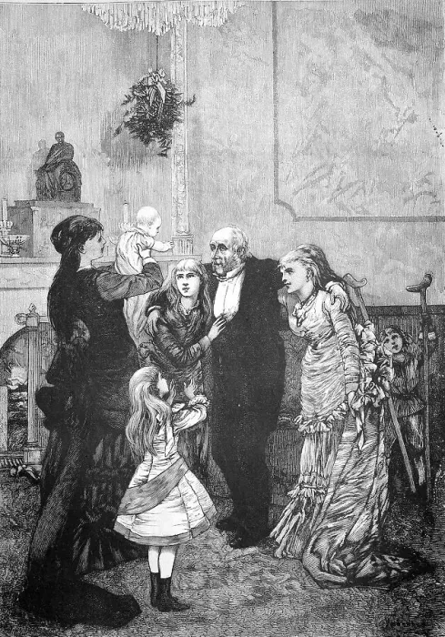 Framed Print : The great-grandfather is presented with the family offspring Framed Print : The great-grandfather is presented with the family offspring