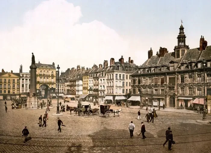 Framed Print : The Great Square of Lille in 1890 Framed Print : The Great Square of Lille in 1890