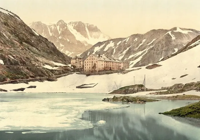 Framed Print : Great St. Bernard, the Lake and the Hospices