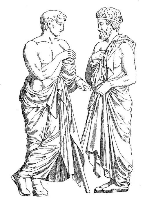 Framed Print : Greece, Greek men dressed with the himation