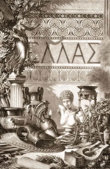 Framed Print : Greek Allegory, 19th century