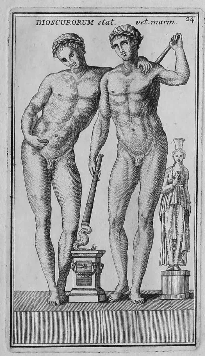 Framed Print : The Greek gods Dioscori, the half and twin brothers Castor and Polydeukes