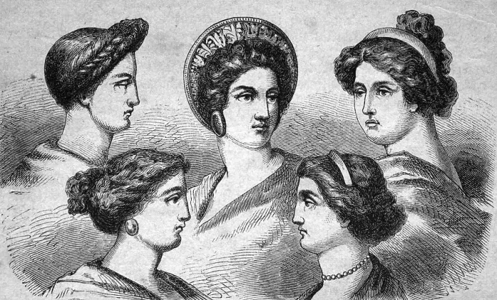 Framed Print : Greek hair styles, historical illustration Framed Print : Greek hair styles, historical illustration