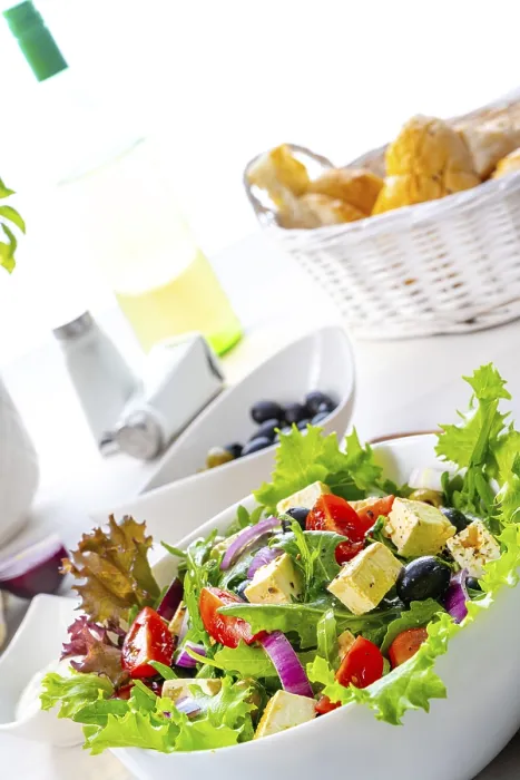Framed Print : Greek salad with feta cheese a delicious classic