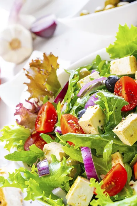Framed Print : Greek salad with feta cheese a delicious classic