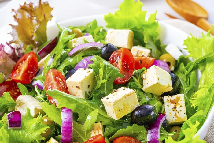 Framed Print : Greek salad with feta cheese a delicious classic