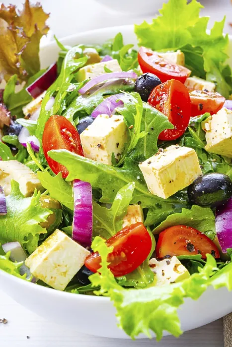 Framed Print : Greek salad with feta cheese a delicious classic