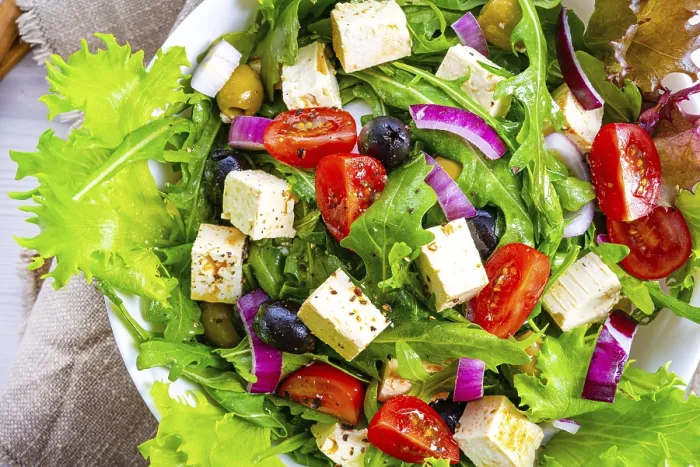 Framed Print : Greek salad with feta cheese a delicious classic Framed Print : Greek salad with feta cheese a delicious classic