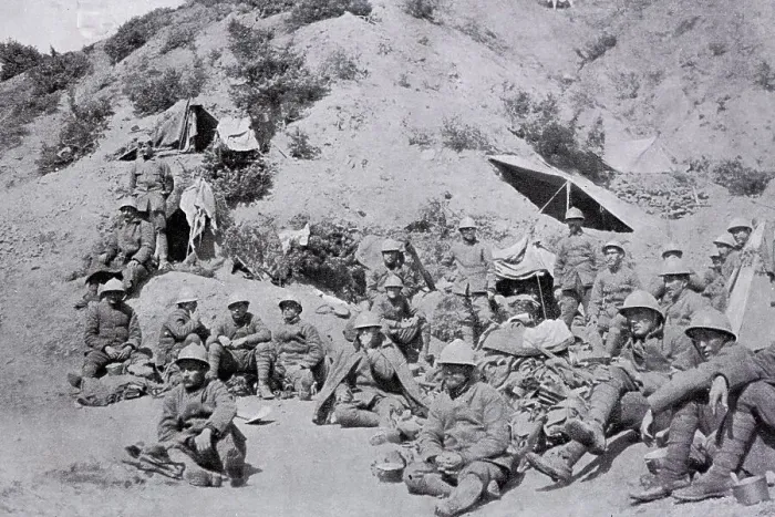 Framed Print : Greek soldiers resting after their stay in the trenches Framed Print : Greek soldiers resting after their stay in the trenches