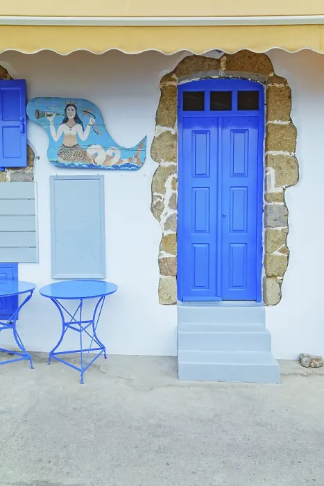Framed Print : Greek taverna facade, Mandraki