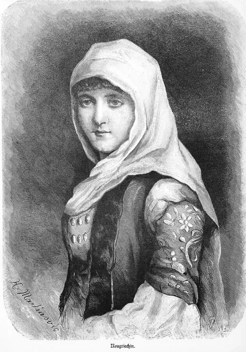 Framed Print : Greek woman, portrait, young woman Framed Print : Greek woman, portrait, young woman