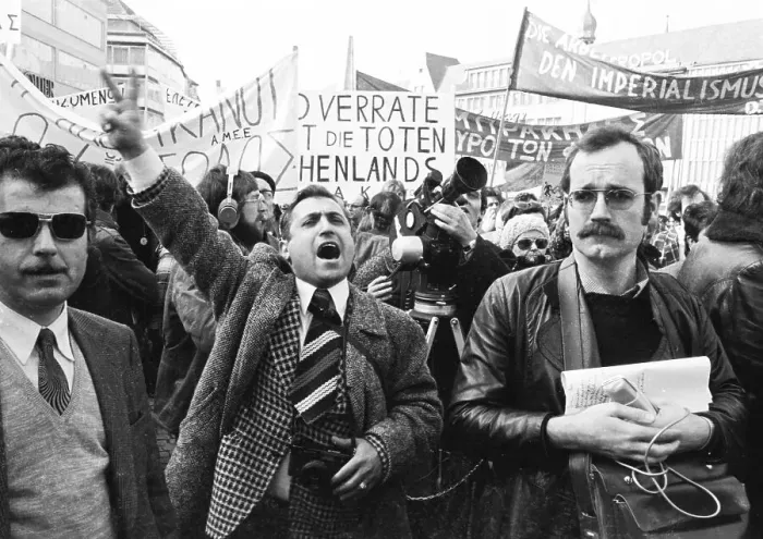 Framed Print : Greeks and Germans demonstrated in Bonn on 10 Framed Print : Greeks and Germans demonstrated in Bonn on 10
