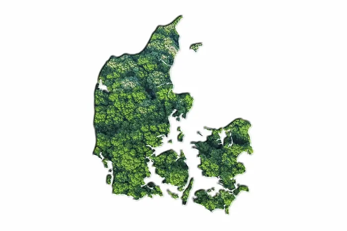 Framed Print : Green Forest Map of Denmark, on white background Framed Print : Green Forest Map of Denmark, on white background