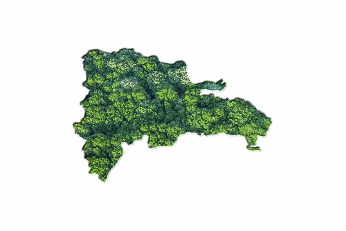 Framed Print : Green Forest Map of Dominican Republic