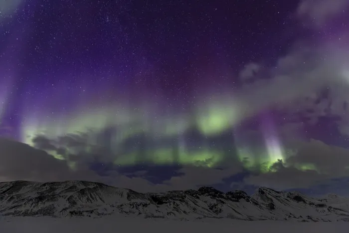 Framed Print : Green and purple northern lights
