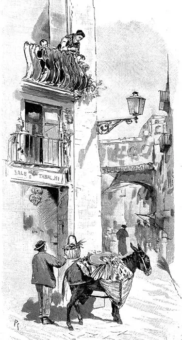 Framed Print : Greengrocer with donkey in the old town of Naples