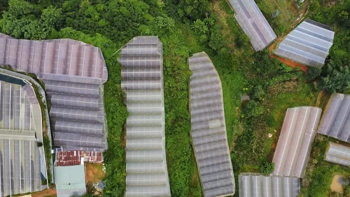 Framed Print : Greenhouses in the mountains of Da Lat in Vietnam