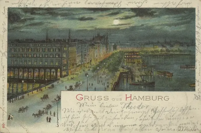 Framed Print : Greeting from the Jungfernstieg