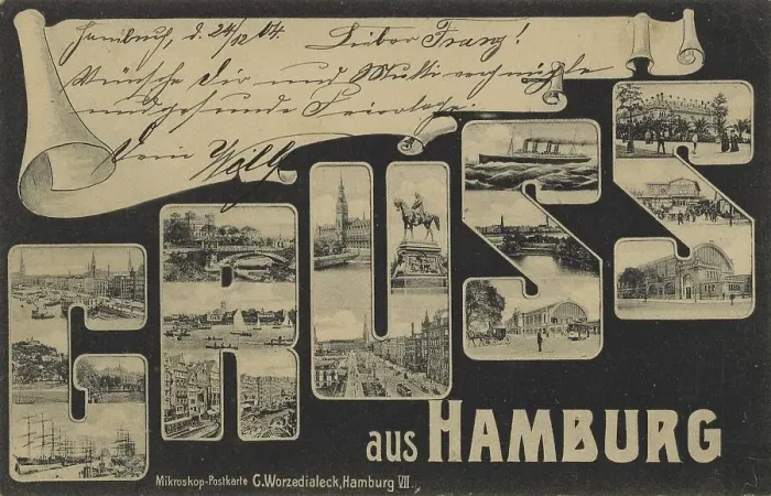 Framed Print : Greetings from Hamburg, Germany Framed Print : Greetings from Hamburg, Germany