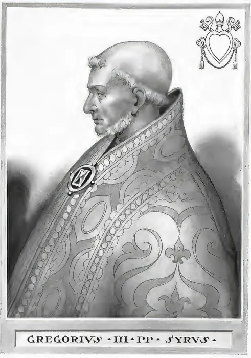 Framed Print : Gregory III (born unknown in Syria) (died 28 November 741 in Rome) was Pope from 731 to 741