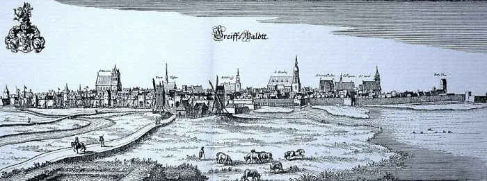 Framed Print : Greifswald in the Middle Ages, Mecklenburg-Western Pomerania
