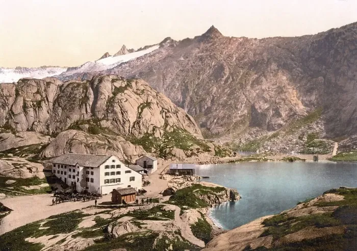 Framed Print : Grimselstrasse, the hospice, Bernese Oberland