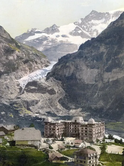 Framed Print : Grindelwald, Baerenhotel und Gletscher