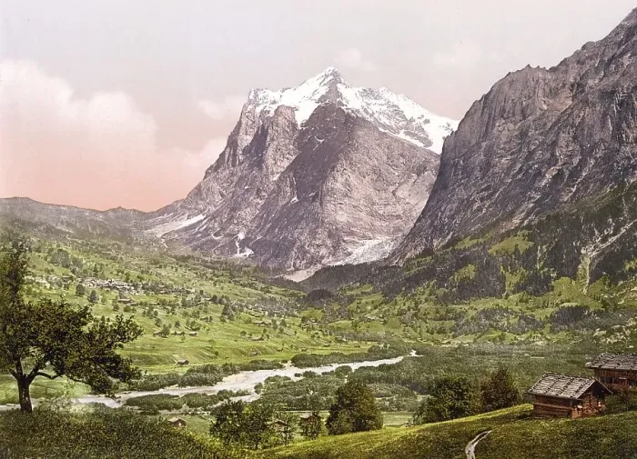 Framed Print : Grindelwald, general view, Wetterhorn