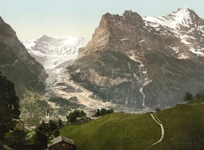 Framed Print : Grindelwald, Kirche und Eiger, Bernese Oberland