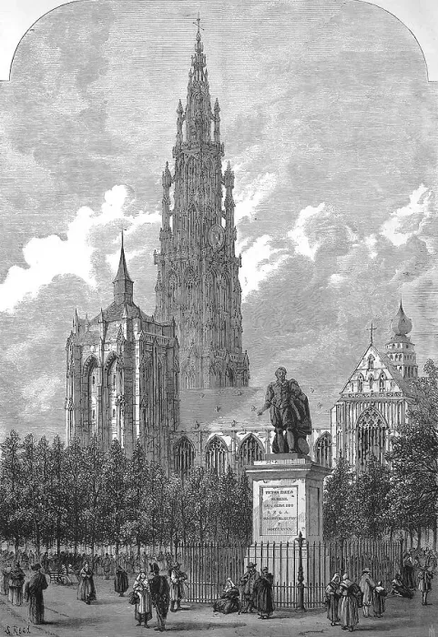 Framed Print : The Groenplaats, place vert, with the statue of Peter Paul Rubens Framed Print : The Groenplaats, place vert, with the statue of Peter Paul Rubens