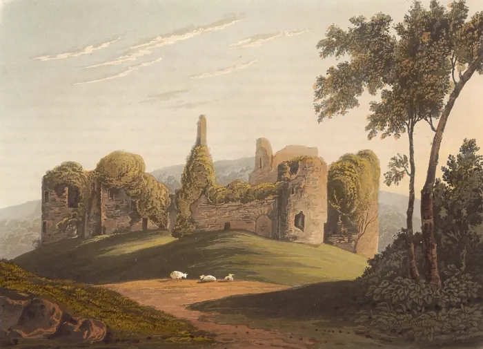 Framed Print : Grosmont Castle around 1850, Castell Grysmwnt Framed Print : Grosmont Castle around 1850, Castell Grysmwnt