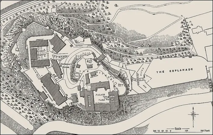 Framed Print : Ground plan of Edinburgh Castle in the 19th century Framed Print : Ground plan of Edinburgh Castle in the 19th century
