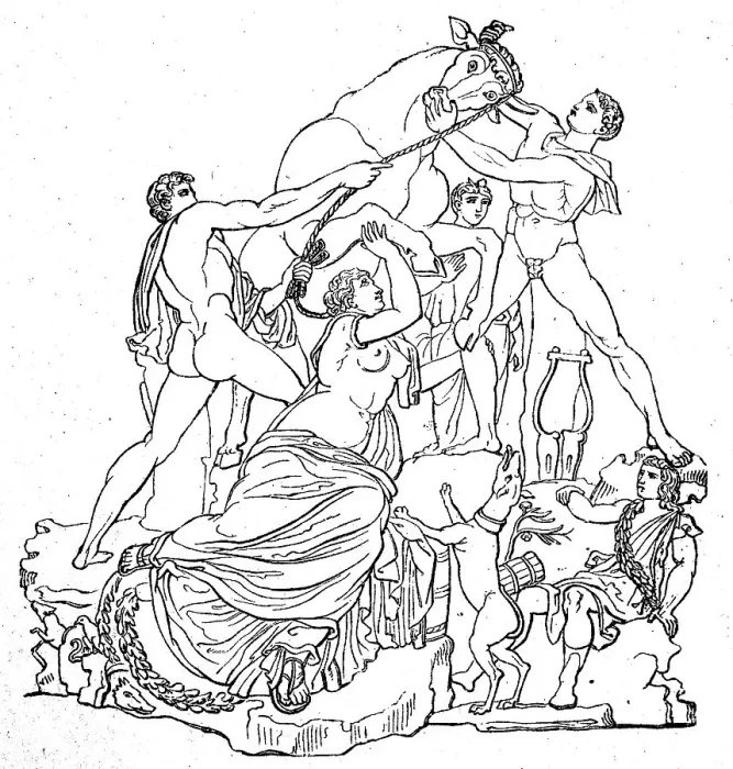 Framed Print : Group of the Farnese Bull, artwork from the Farnese Palace in Rome