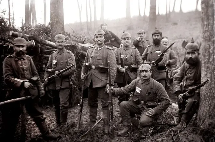 Framed Print : Group of German soldiers in a forest in the Vosges Mountains Framed Print : Group of German soldiers in a forest in the Vosges Mountains