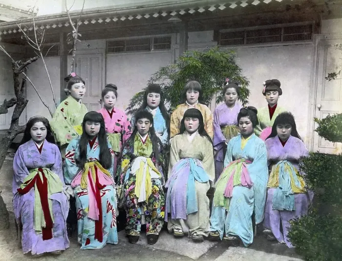 Framed Print : Group of girls, Japan, Asia Framed Print : Group of girls, Japan, Asia