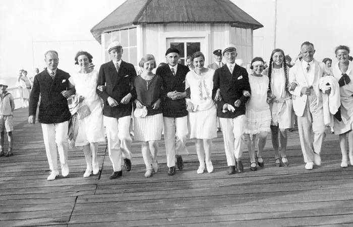 Framed Print : Group holidaying on the Baltic Sea