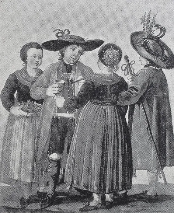 Framed Print : Group of people in traditional traditional costume at a wedding in Styria
