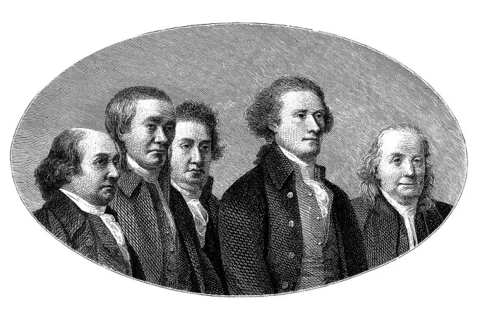 Framed Print : Group signing the United States Declaration of Independence on the 4