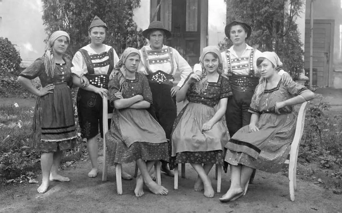 Framed Print : Group of women, some dressed in men's