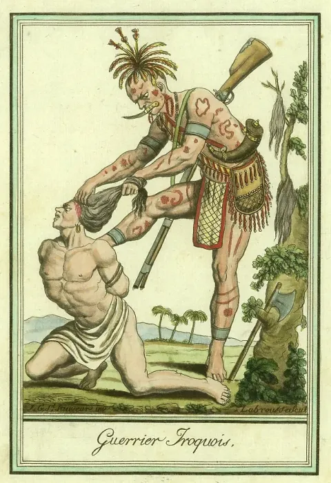 Framed Print : Guerrier Iroquois, An Indian or Iroquois man scalps another