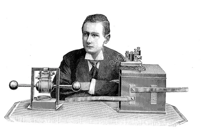Framed Print : Guglielmo Marconi demonstrating apparatus he used in his first long distance radio transmissions in the 1890