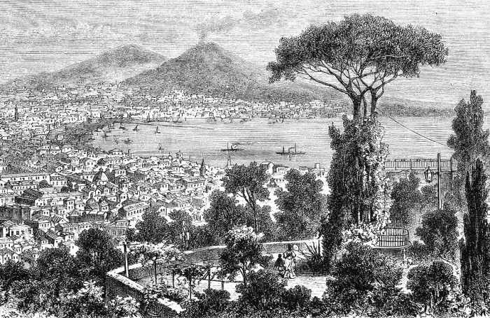 Framed Print : Gulf of Naples with the smoking volcano Vesuvius