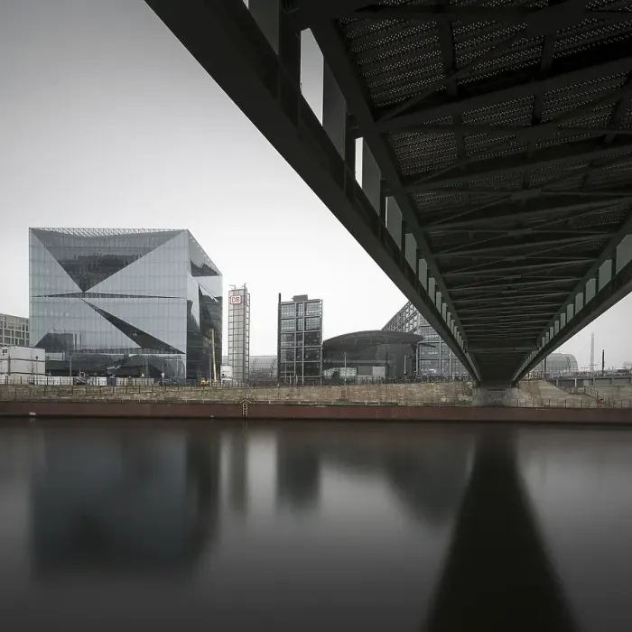 Framed Print : Gustav-Heinemann-Bridge in front of the central station with the Cube Berlin building at Washingtonplatz Framed Print : Gustav-Heinemann-Bridge in front of the central station with the Cube Berlin building at Washingtonplatz