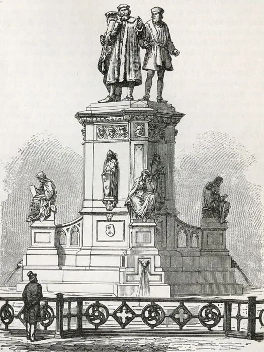 Framed Print : Gutenberg Fust Schoeffer Monument