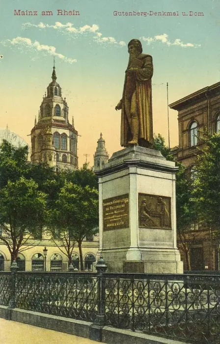 Framed Print : Gutenberg Monument and Cathedral in Mainz