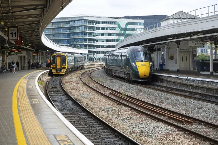 Framed Print : GWR British Rail Class 800 Inter City Express train and Class 158 Sprinter train Framed Print : GWR British Rail Class 800 Inter City Express train and Class 158 Sprinter train
